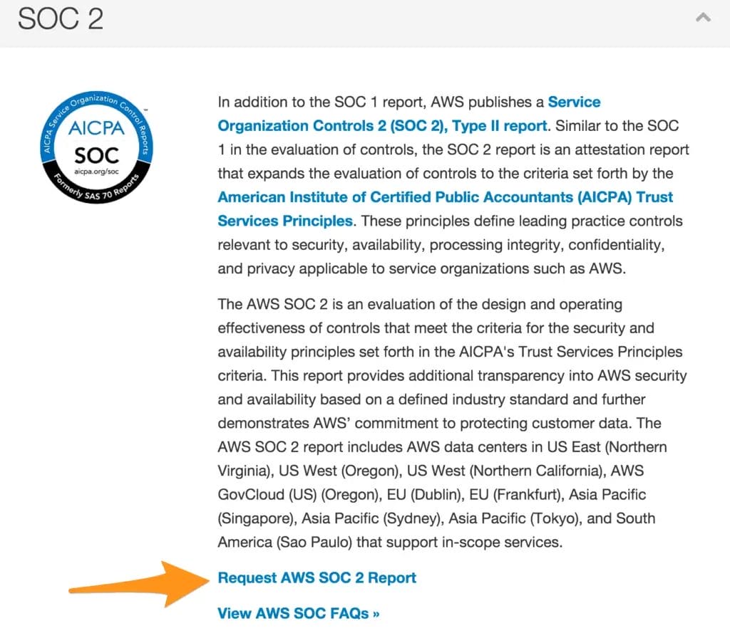AWS SOC 2 report for HIPAA compliant hosting and security verification