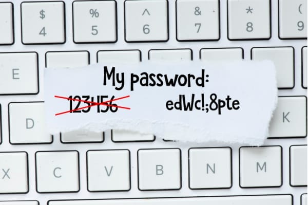 Strong password example for SEC cybersecurity email and texting compliance