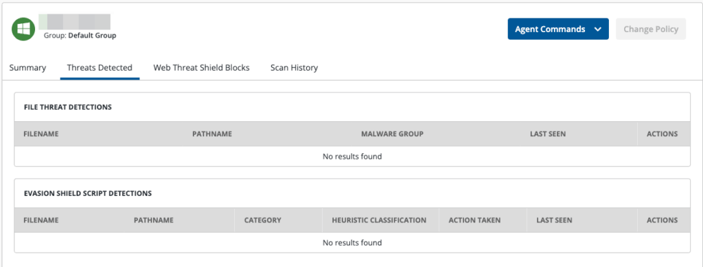 EDR dashboard showing no threats detected compared to traditional antivirus