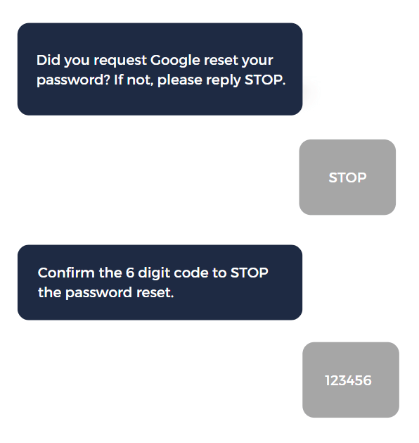 Google smishing scam text message tricking users into sharing verification code