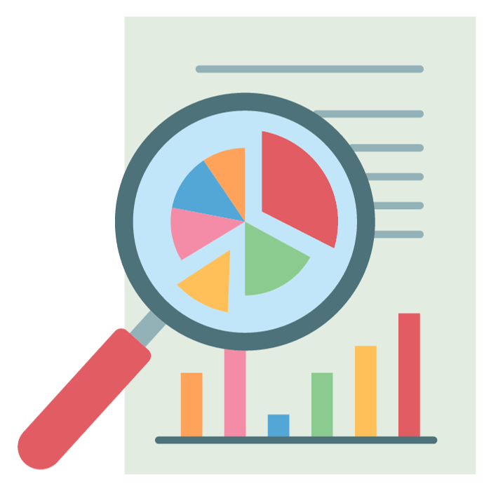 HR phishing report mechanism illustration with magnifying glass and data chart